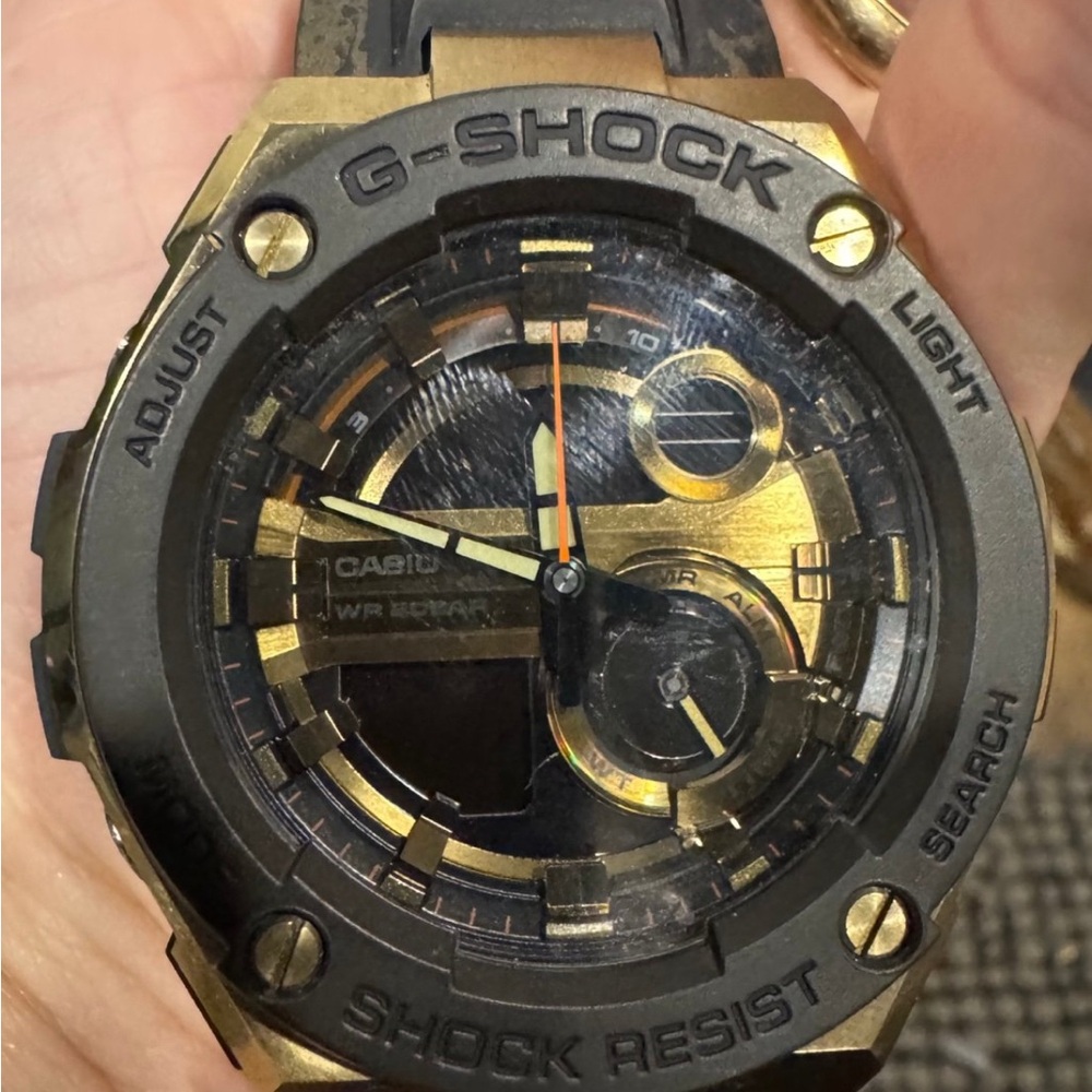 G-Shock Black and Gold Analog Watch(needs new battery)
